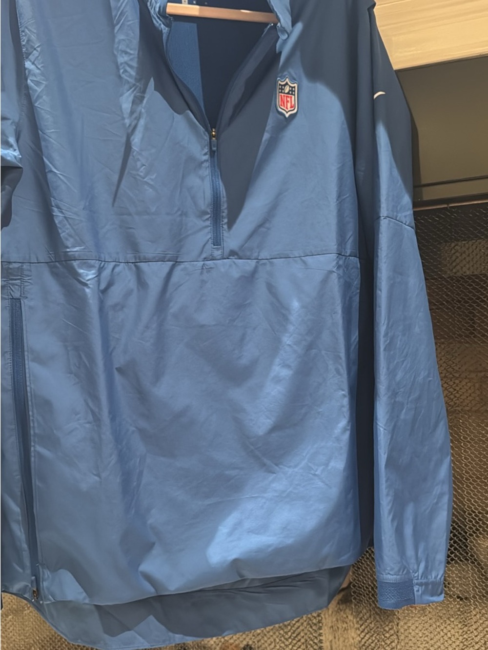 NFL Blue Pullover Windbreaker with NFL Shield Patch